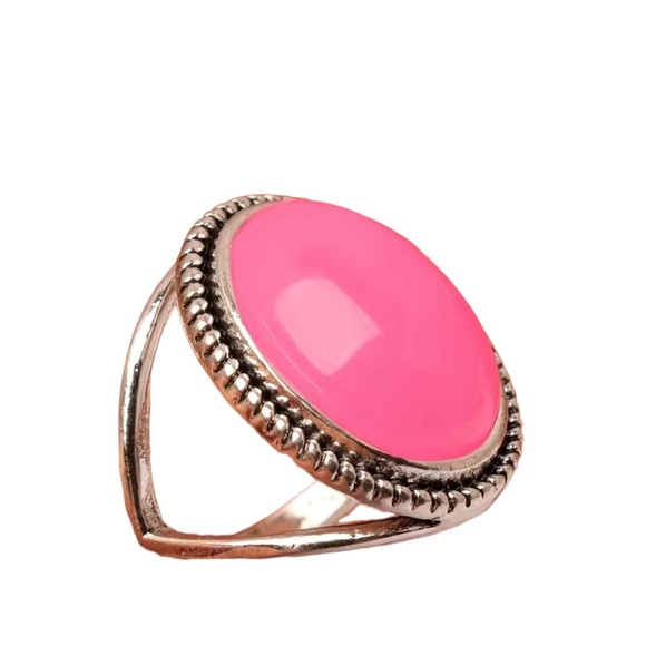 Silver and Hot Pink Stone Ring - Picture 2 of 5